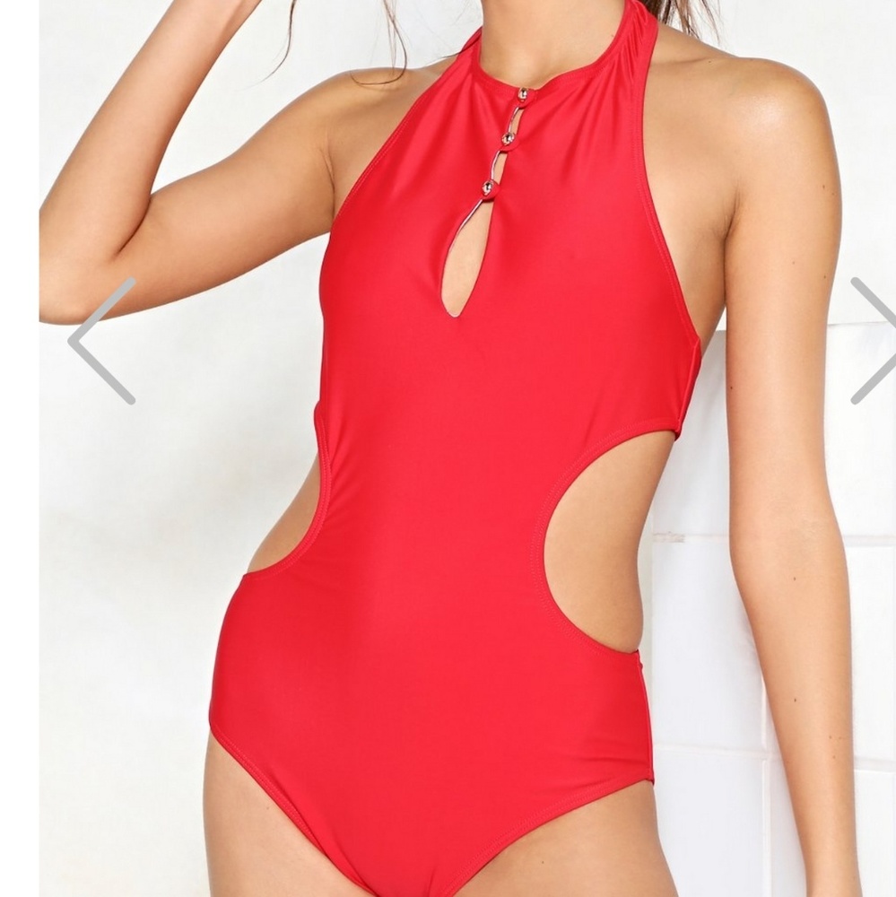 Nasty Gal Cut-Out One Piece Button Swimsuit size 4